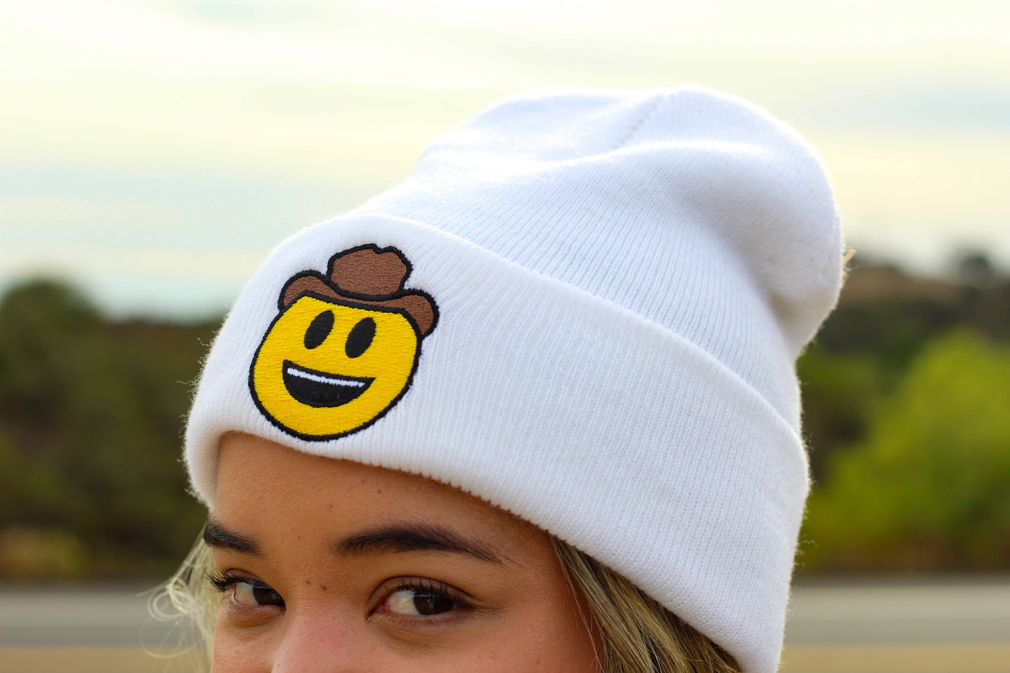 Cowboy Hat Emoji Beanie - Unisex Headwear