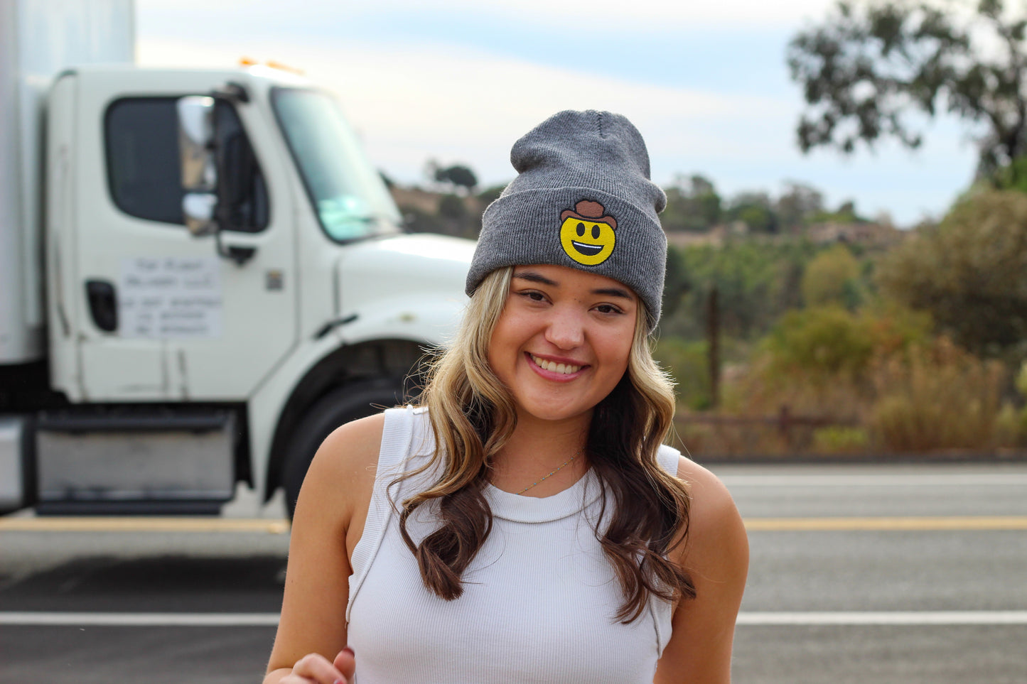 Cowboy Hat Emoji Beanie - Unisex Headwear