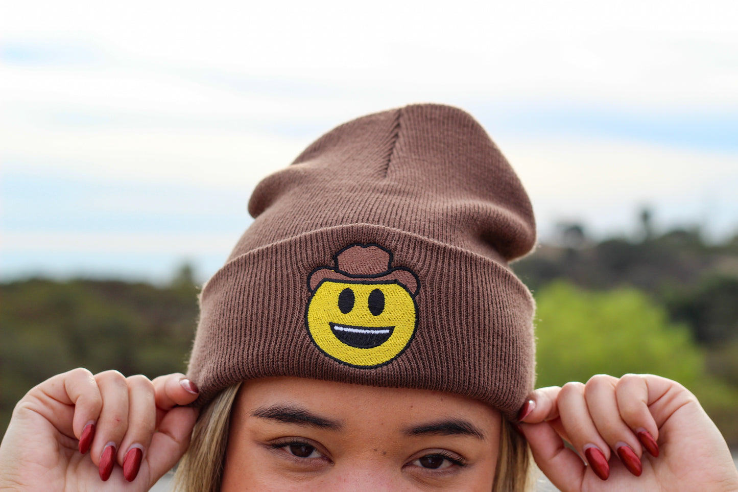 Cowboy Hat Emoji Beanie - Unisex Headwear