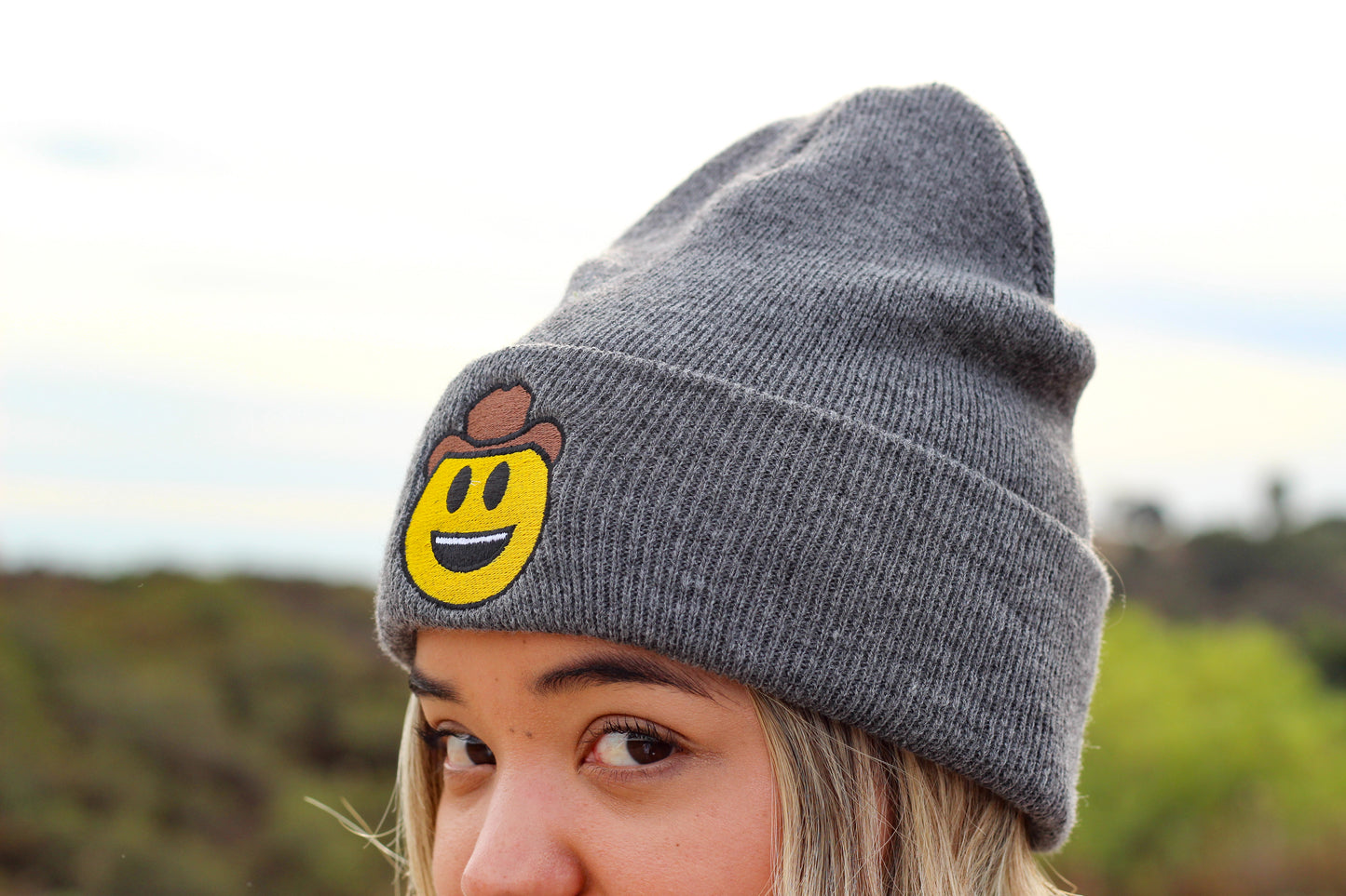 Cowboy Hat Emoji Beanie - Unisex Headwear